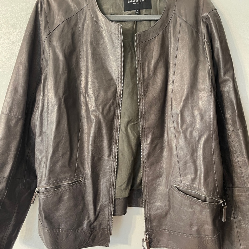 Women’s Gray Buttery Soft Leather Jacket - Picture 5 of 5